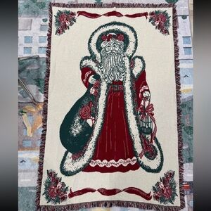 Festive Santa Claus Holiday Throw Blanket